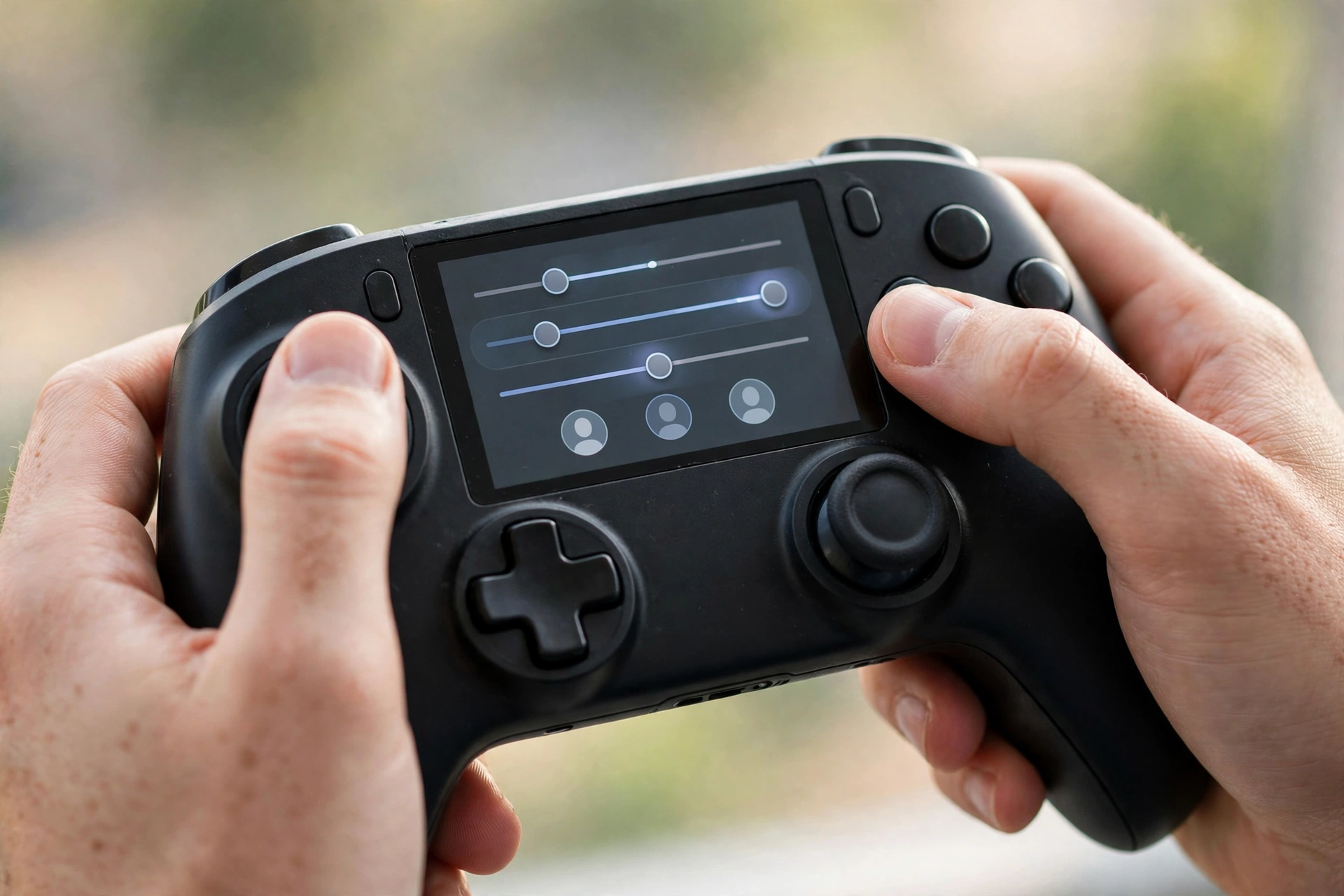 Player checking emulator settings and controller profiles on screen